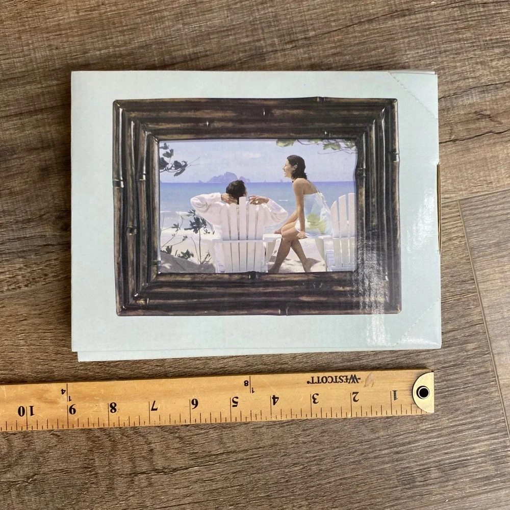 Vintage 2002 Hallmark Faux Bamboo Picture Frame Tropical Coastal Decor 4x6